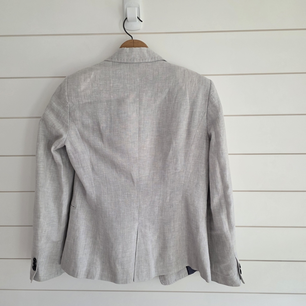 ​Zara Basic Grey Linen-Blend Structured Blazer - … - image 3